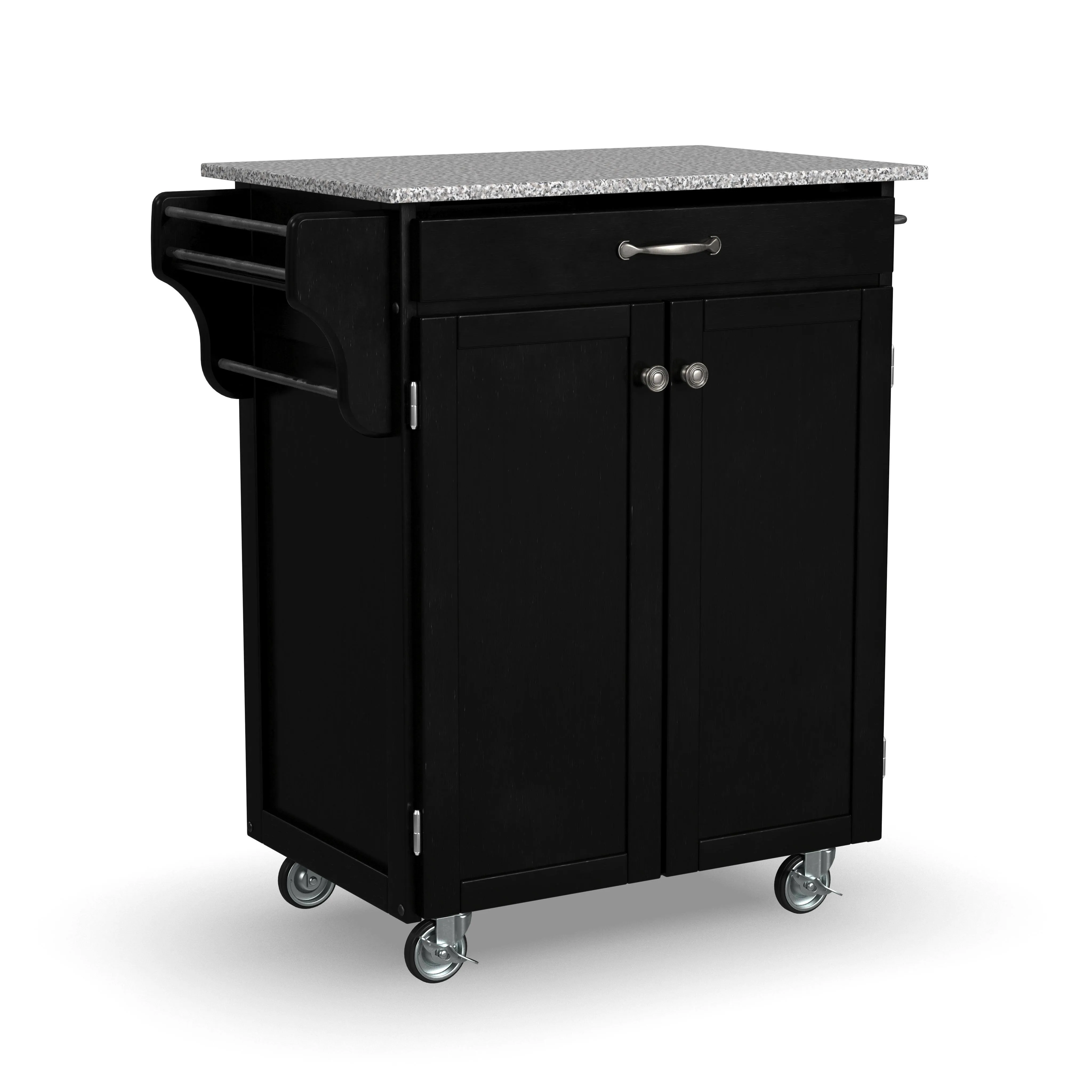 Homestyles Cuisine Kitchen Cart, Black, Oak Top