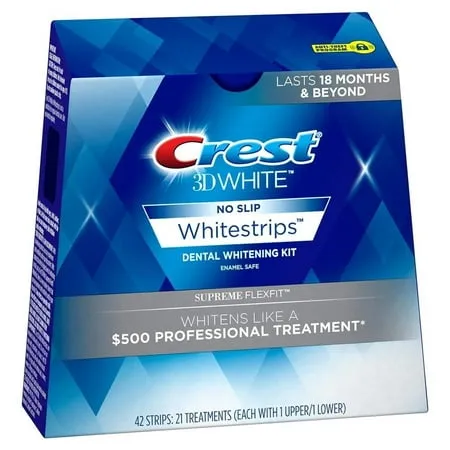 Crest 3D Whitestrips, Supreme Flexfit, Teeth Whitening Strip Kit, 42 Strips (21 Count Pack)