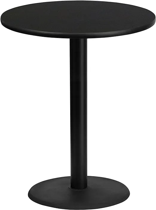 Flash Furniture Stiles 36'' Round Black Laminate Table Top with 24'' Round Bar Height Table Base