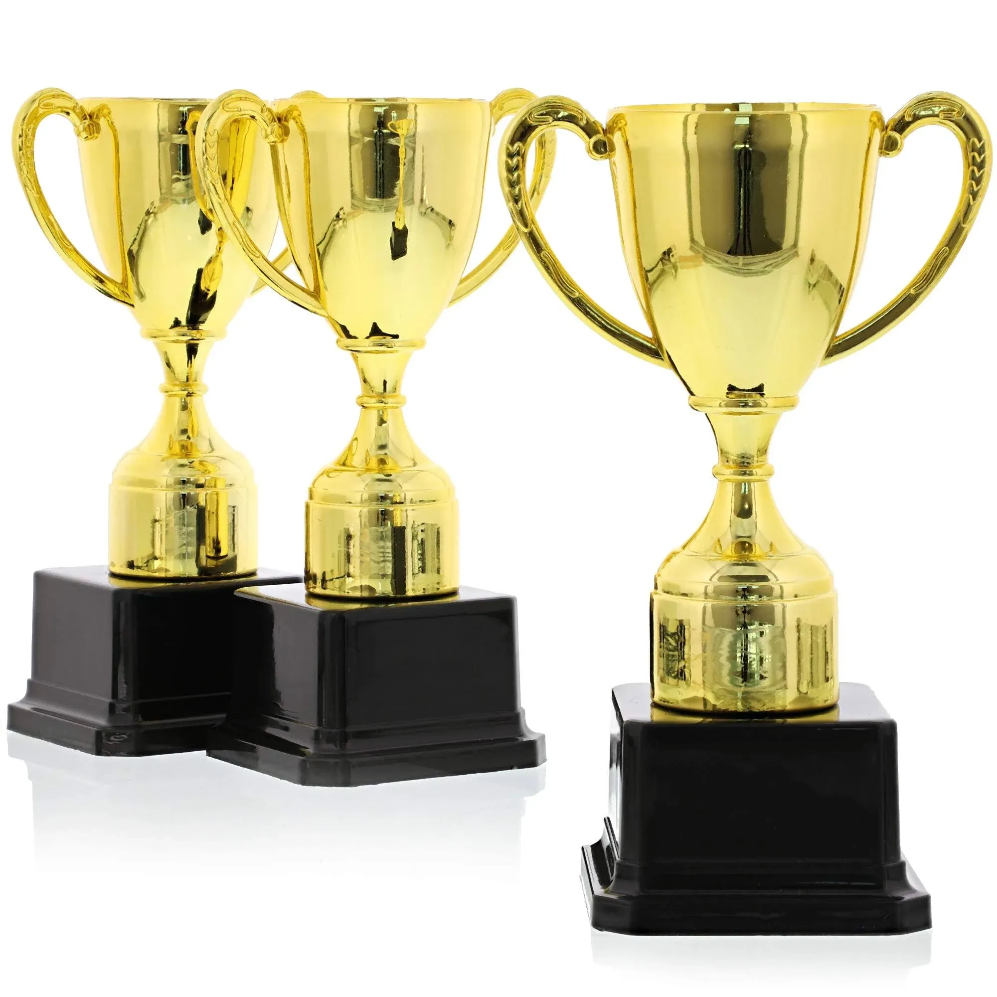 3 Pack Mini Award Trophy for Kids, Sports Birthday Party Supplies, Gold, 7 in