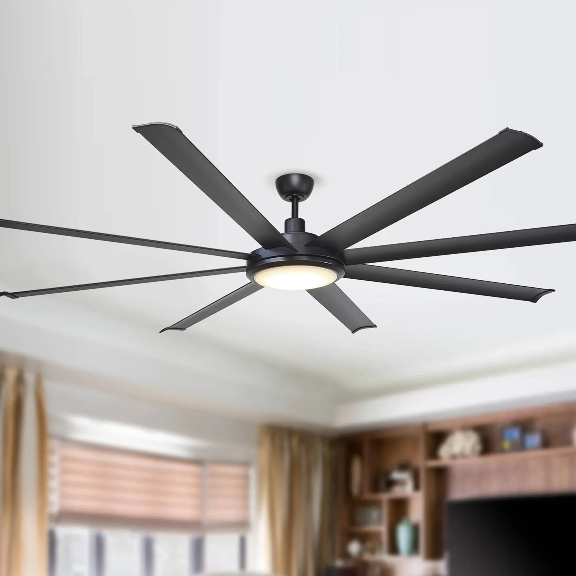 Parrot Uncle 75-in Black Integrated LED Indoor/Outdoor Ceiling Fan with Light and Remote