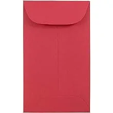 Jam Paper #3 Coin Business Colored Envelopes, 2.5 x 4.25, Red Recycled, 50/Pack ...