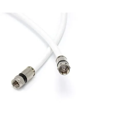 75 Feet White RG6 Coaxial Cable (Coax Cable) with Weather Proof Connectors F81 / RF Digital Coax - AV Cable TV Antenna and Satellite CL2 Rated 75 Foot