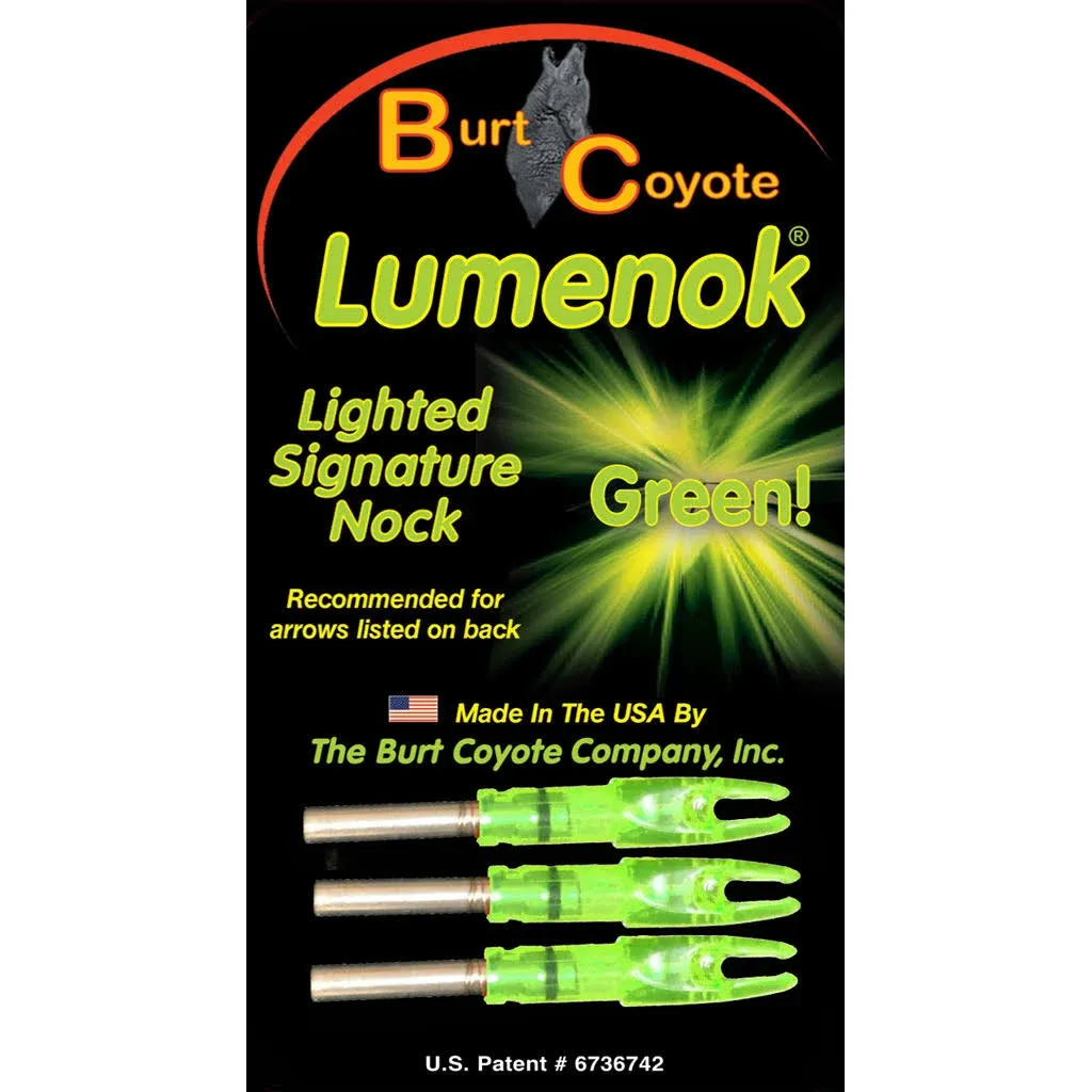 Burt Coyote Lumenok Lighted S Nock Signature Green 3 Pack SL3G #00056