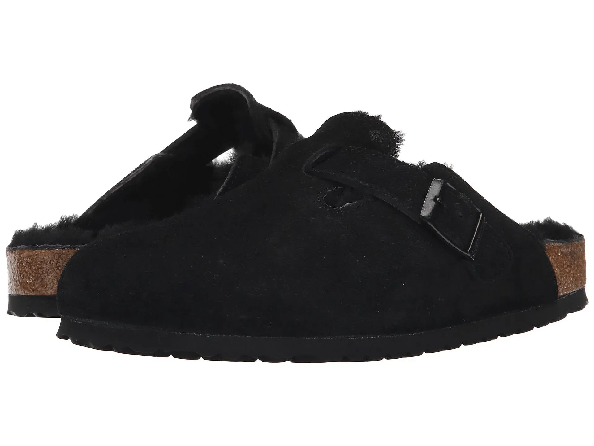 Birkenstock Boston Shearling Suede Black Unisex Slip-On Clog 0259881-0259883