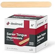 Dealmed 6" Senior Tongue Depressors, Non-Sterile, 500 Count