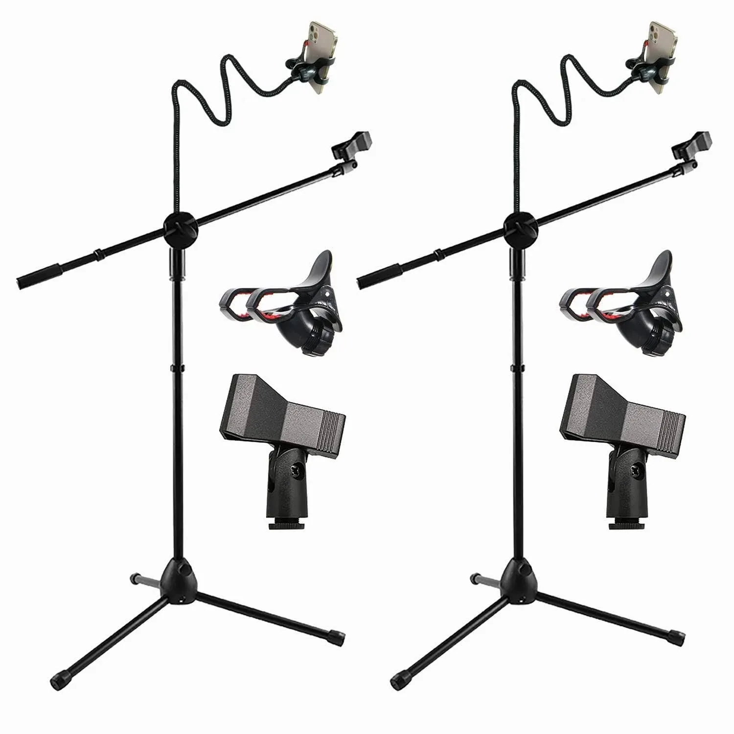 5 Core Mic Stand with Tablet and Phone Holder C Adjustable Gooseneck Microphone ...