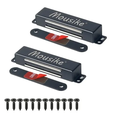 Mousike Magnetic Door Catch Heavy Duty 90lb Door Magnets with Strong Magnetic for Kitchen Cupboard Wardrobe Closet Cabinet Door Drawer Latch (Black 4Pack))