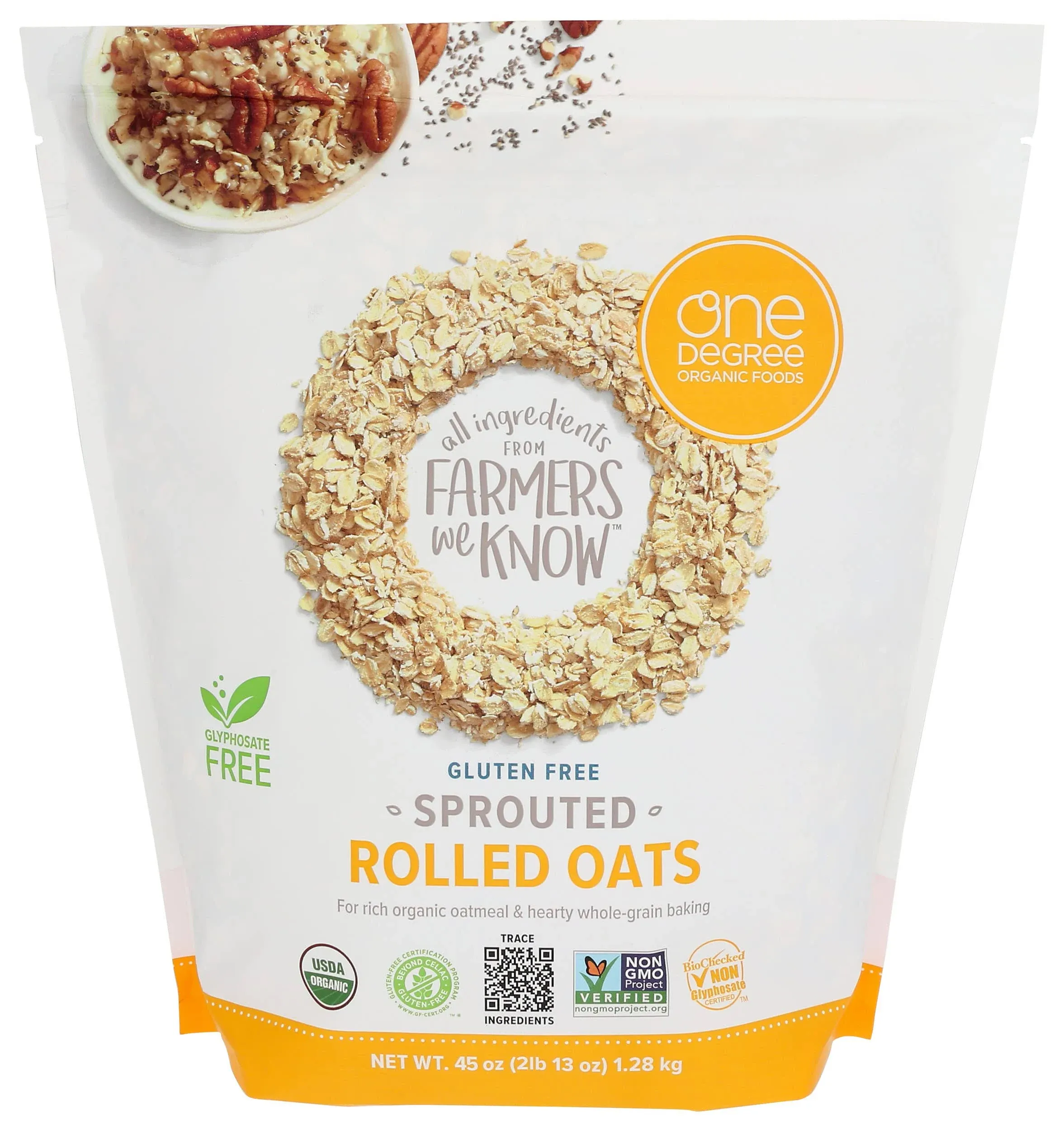 One Degree Organic Foods Rolled Oats, Gluten Free, Sprouted - 24 oz