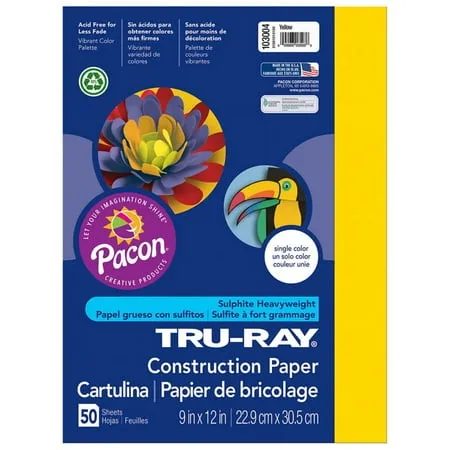 Tru-Ray® Construction Paper, Gold, 9" x 12", 50 Sheets Per Pack, 5 Packs (PAC102997-5)