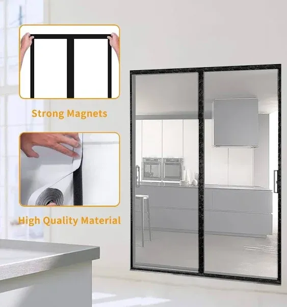 Transparent Insulated Door Curtain, Magnetic Thermal Door Cover Screen Door