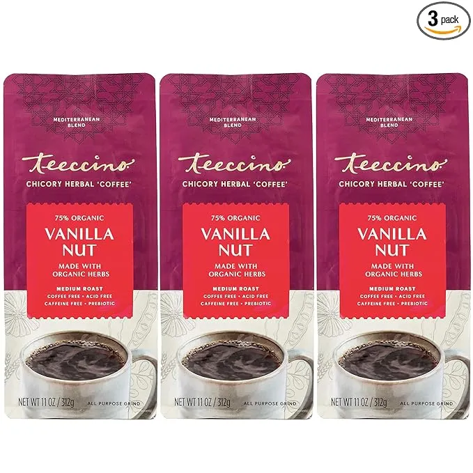 Teeccino, Chicory Herbal Coffee, Vanilla Nut, Medium Roast, Caffeine Free , 11 oz (312 g)