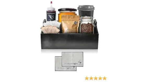 Coffee Bar Station Organizer for Counter, Wood Coffee and Tea Condiment Storage Organizer, Rustic Coffee Bar Decor for Coffee Accessories Organizer