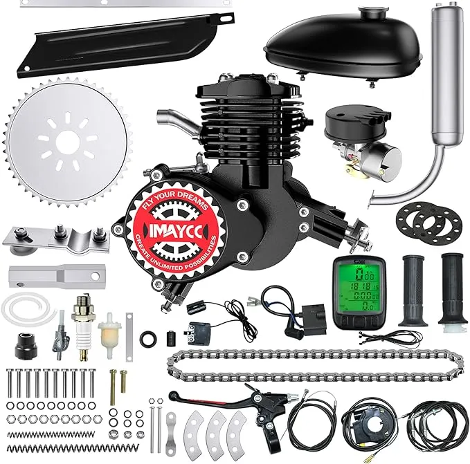 IMAYCC Bike Motor Kit 80cc Motorized Bike Kit 2 Stroke Bicycle Engine Kit with Wired Digital Computer Fit for 26-28" Bikes