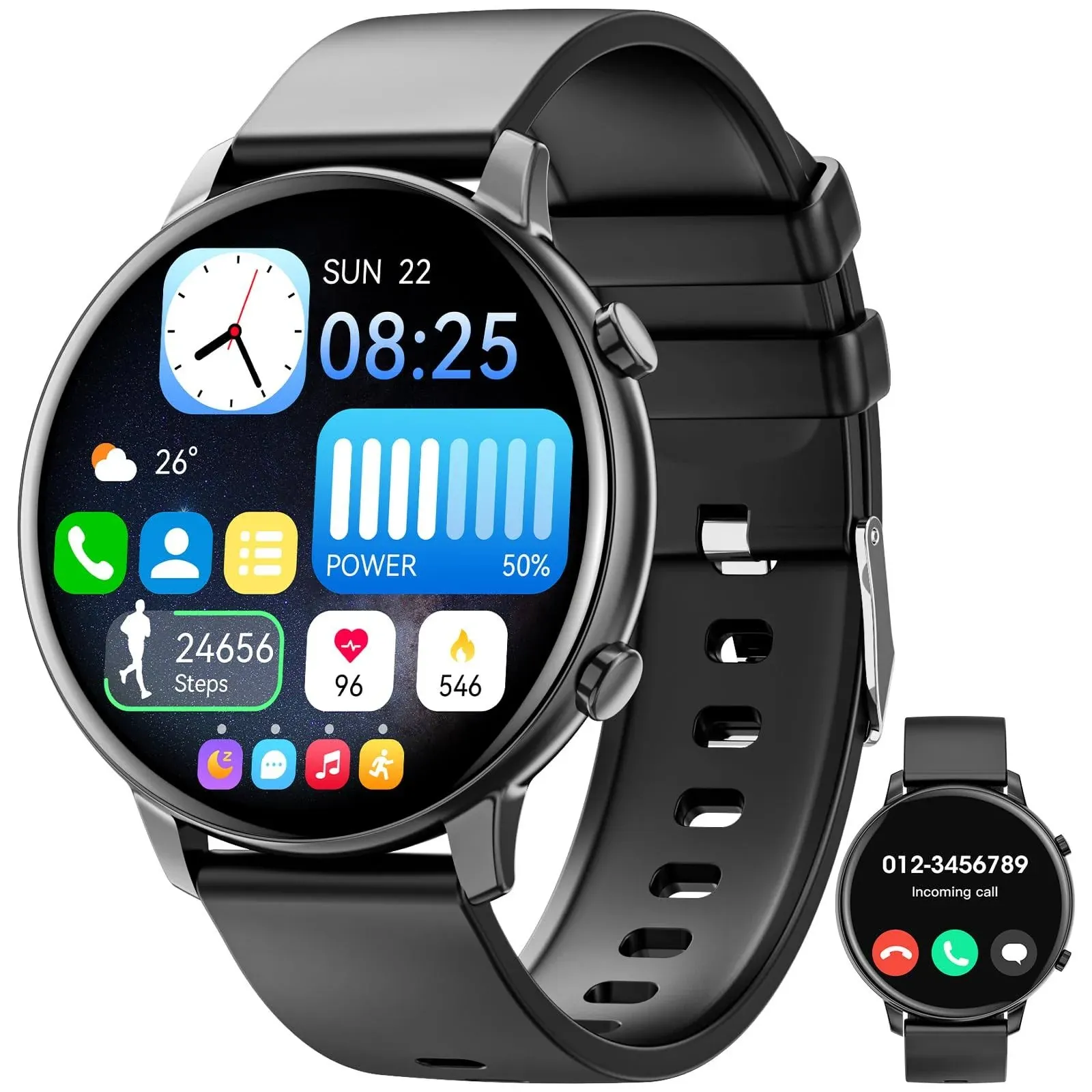 Smart Watch, Bluetooth Call Smartwatch for Men and Women,Monitoring Heart Rate/Sleep/Blood Oxygen/Pedometer,1.39-inch Fitness Tracker with Multiple Sports Modes,Smartwatches fit for iOS and Android