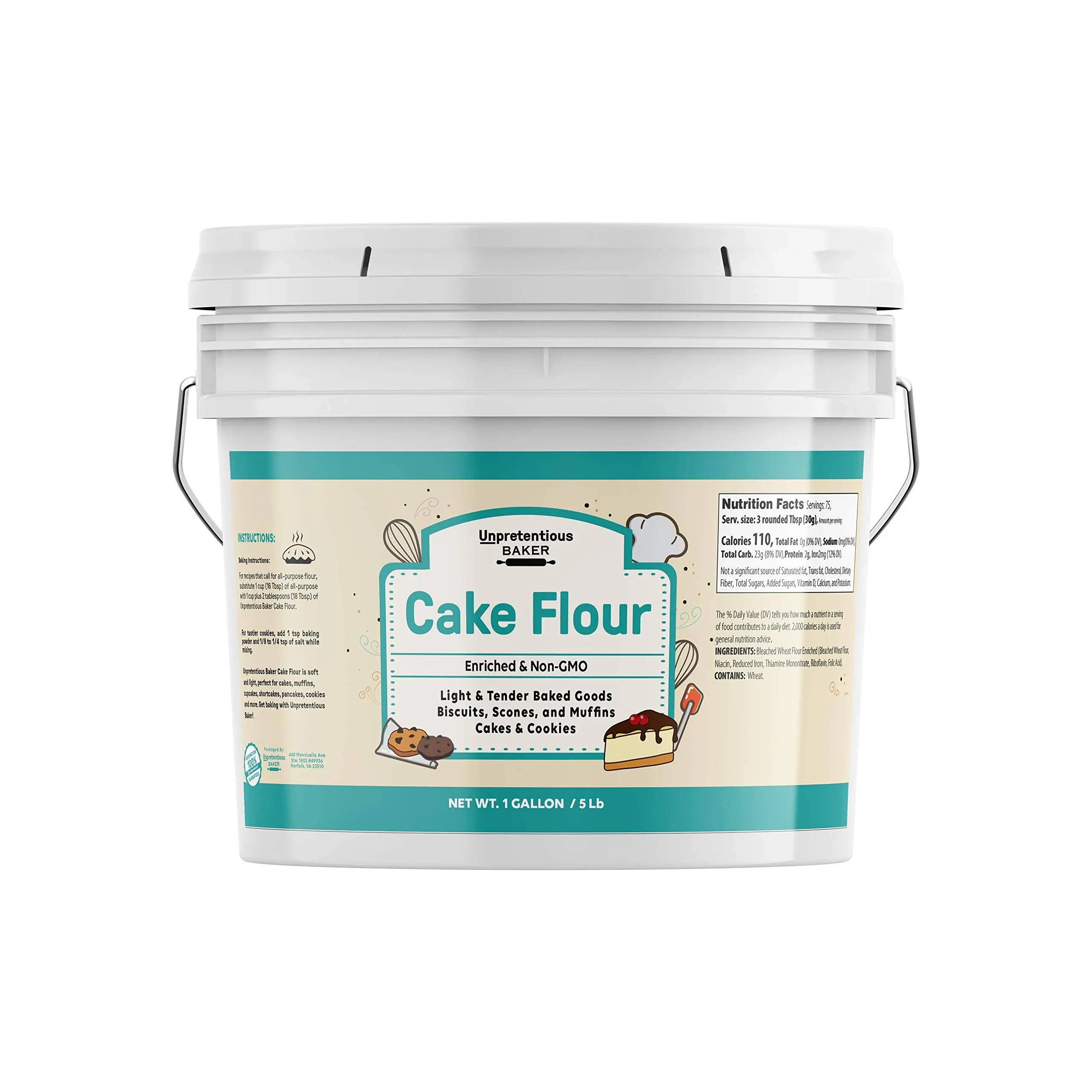 Unpretentious Cake Flour, 1 Gallon, Great for Cakes, Biscuits, Scones, Muffins