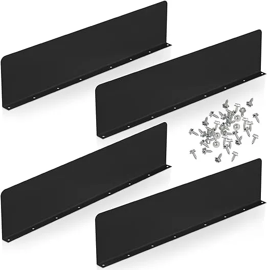 Blulu 4 Pcs Gutter Valley Splash Guards Metal Roofing Gutter Guard with 40 Screws Black Rain Diverter for Roof House Residential Flat Shingle Roof Drain Downspout Water (Straight)