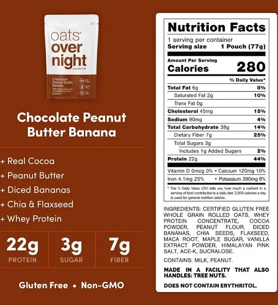 Oats Overnight - Chocolate Peanut Butter Banana - 22g Protein, High