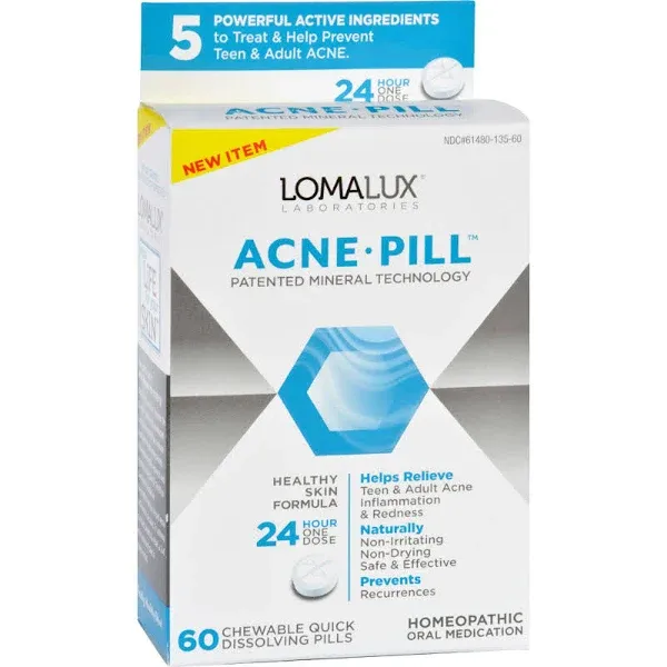 Loma Lux Laboratories Acne Pill Healthy Skin Formula, 60 Quick Dissolve Tablets