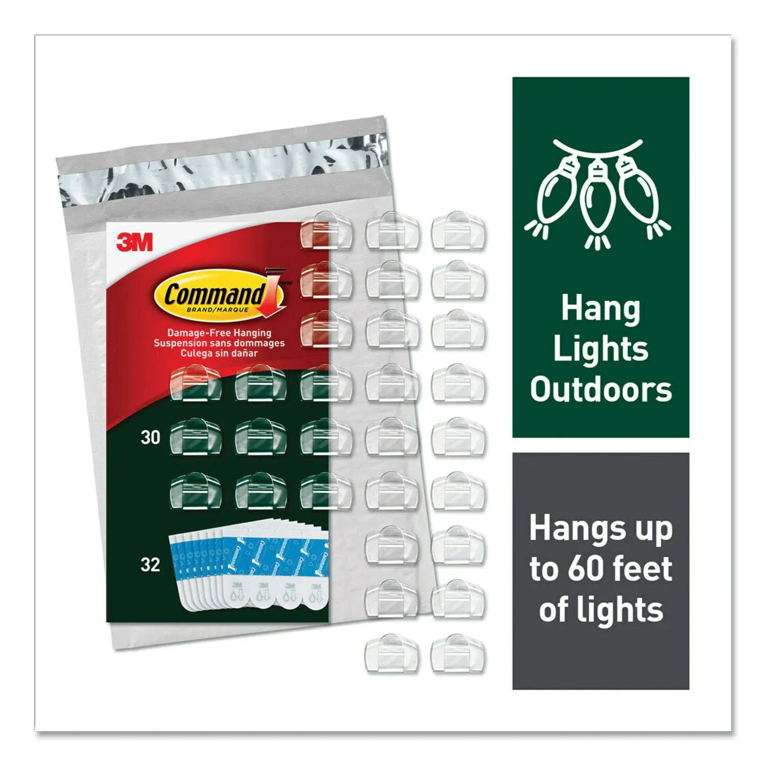 Command Outdoor Light Clips with Foam Strips