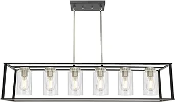 Contemporary Chandeliers 6light Brushed Nickel And Black Modern Dining Room Ligh