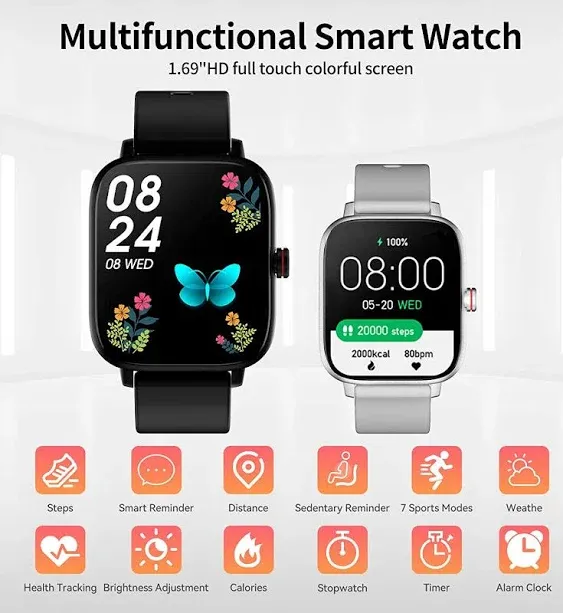 Luoba Smart Watch, 1.69&#039;&#039; Full Touch Answer/Make Call Android Smartwatch for Men