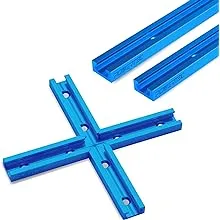 POWERTEC 71713 48 Inch x2 Universal T track with Intersection Kit, Double-Cut Profile T track with Predrilled Mounting Holes, Pack of 1