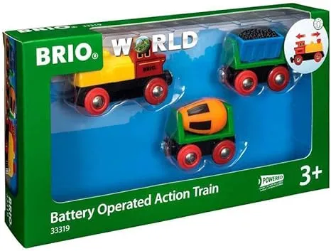 BRIO World - 33319 Battery Operated Action Train | 3 Piece Toy Train for Kids Ages 3 and Up