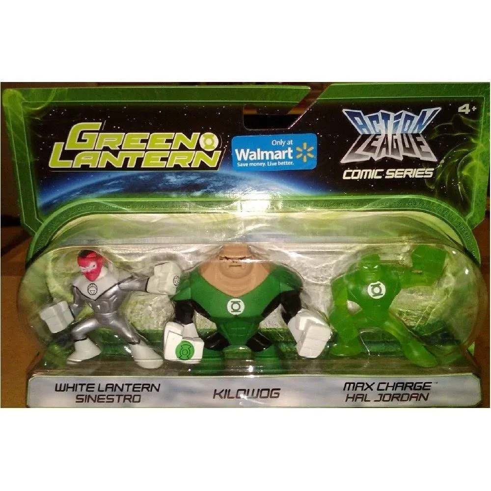 Green Lantern Action League Comic Series 3Pack White Lantern Sinestro, Kilowog Max Charge Hal