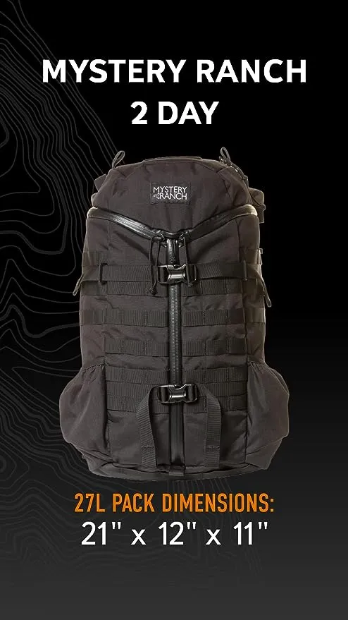 Mystery Ranch 2 Day Backpack - Tactical Daypack Molle Hiking Packs, Black, SM/MD