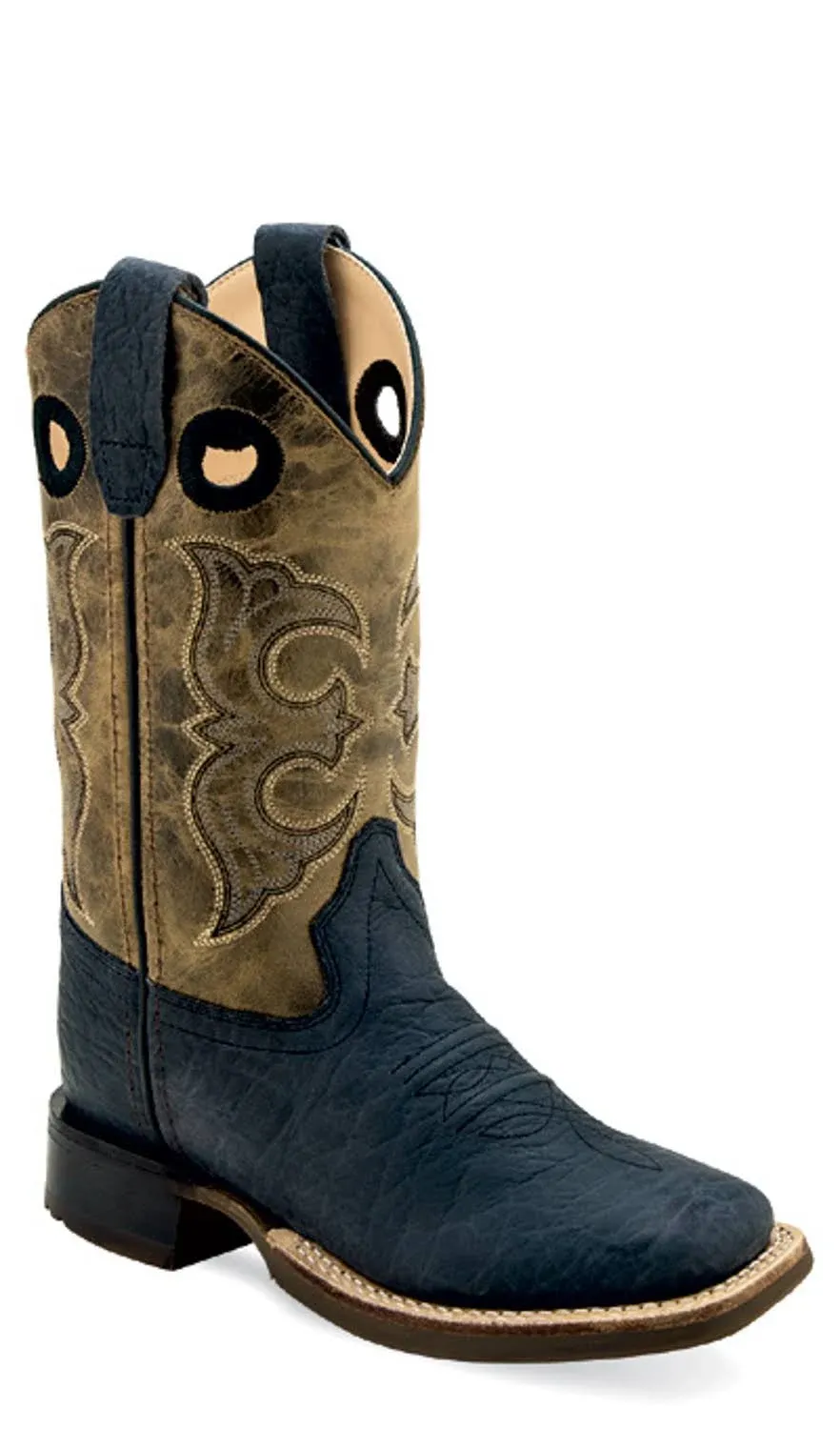 Old West Unisex Kids' Broad Square Toe Boots, Cactus Brown, 1.5