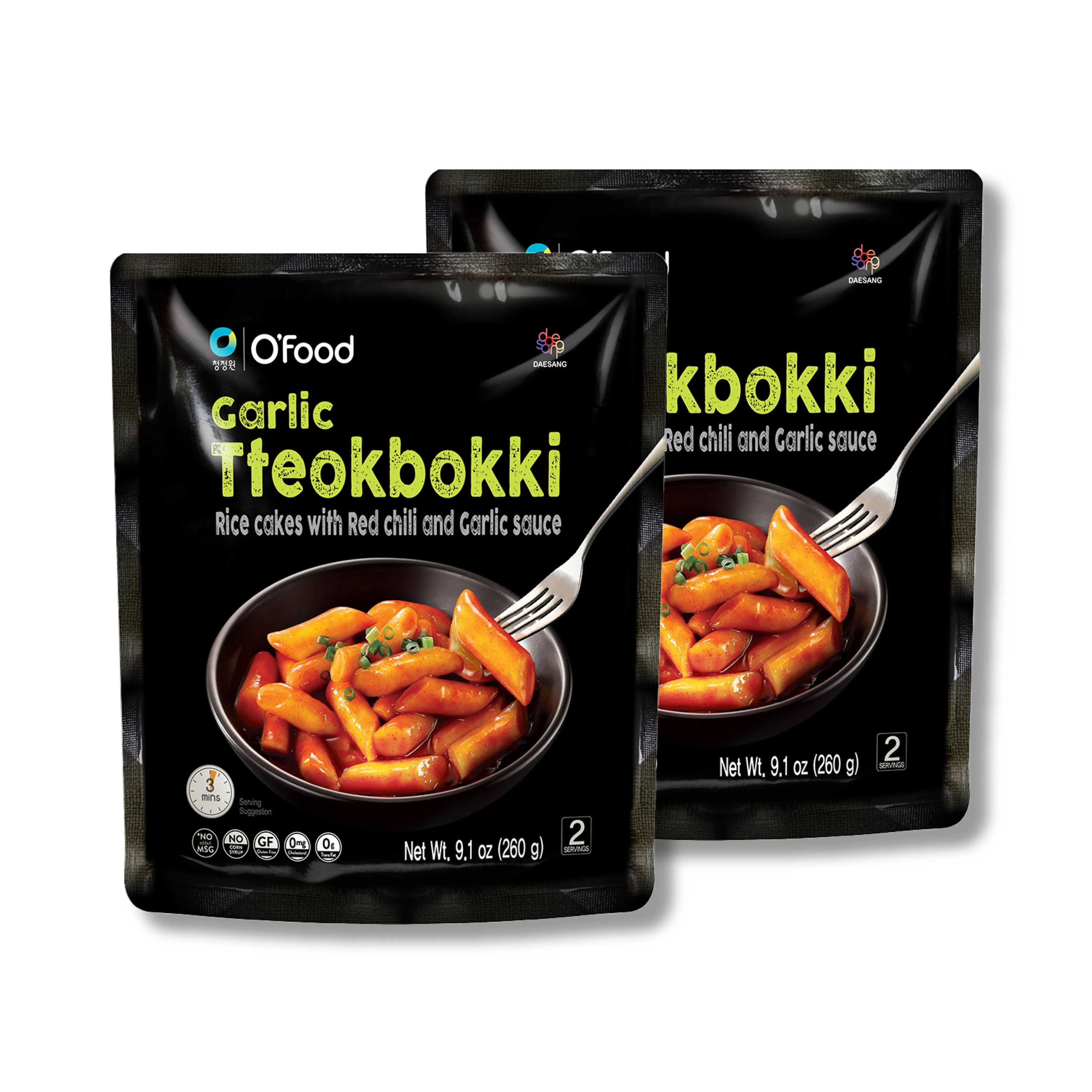 O'Food Original Tteokbokki, Gluten-Free Korean Rice Cakes, Authentic Spicy Korean Street Food Snack, Perfect with Cheese and Ramen Noodles, Ready to