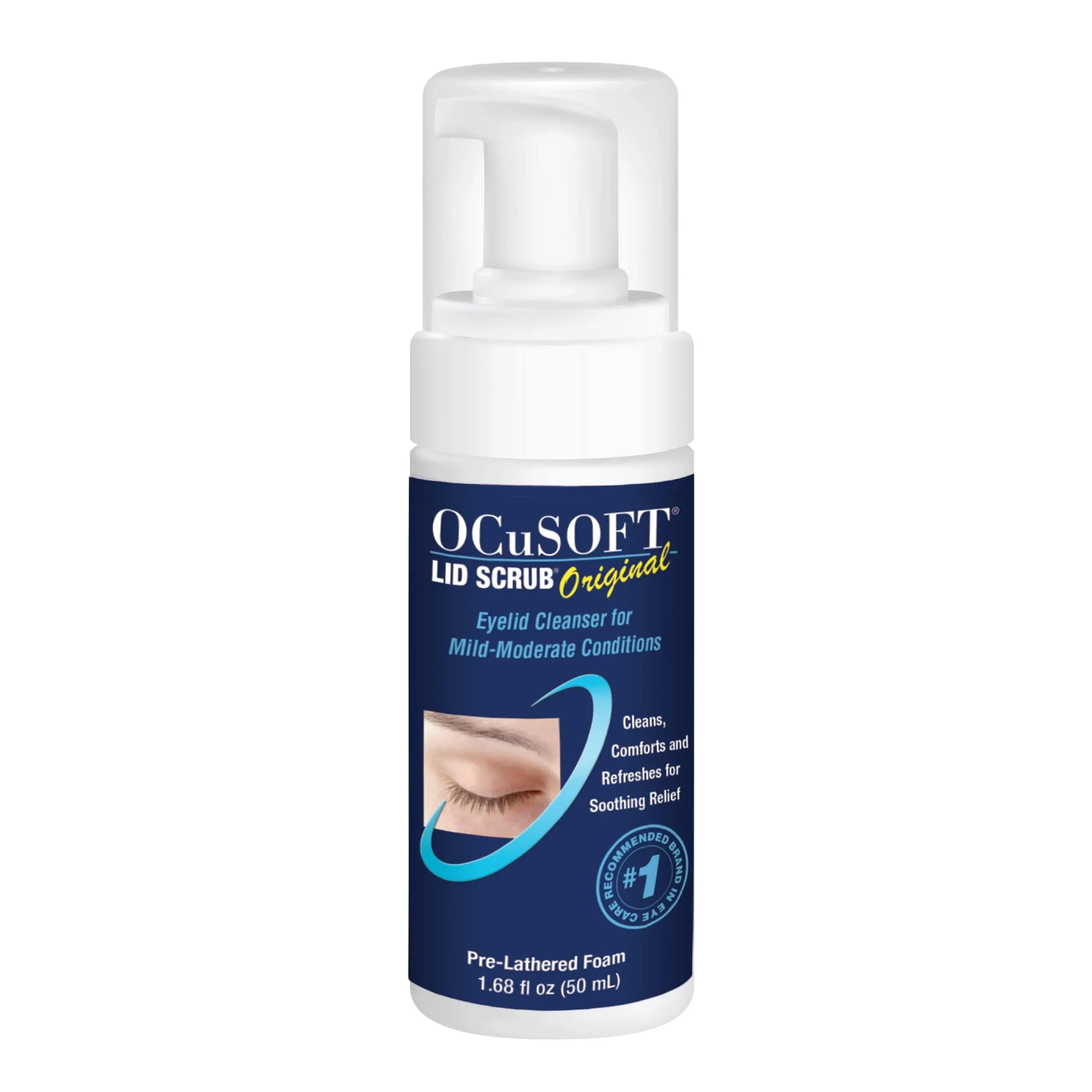 OCuSOFT Lid Scrub Original Foaming Eyelid Cleanser - Mild Instant Foaming Eyelid & Eyelash Cleanser - Daily Eyelid Wash to Remove Oil, Dust, Pollen & Eye Makeup - 7.25 fl oz