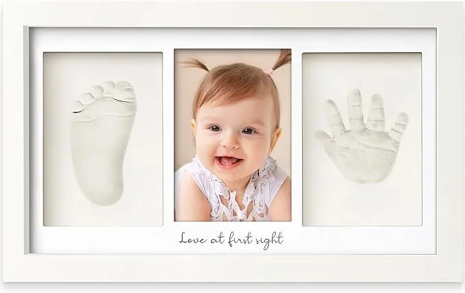 KeaBabies Baby Handprint & Footprint Keepsake Duo Frame in Petal Pink