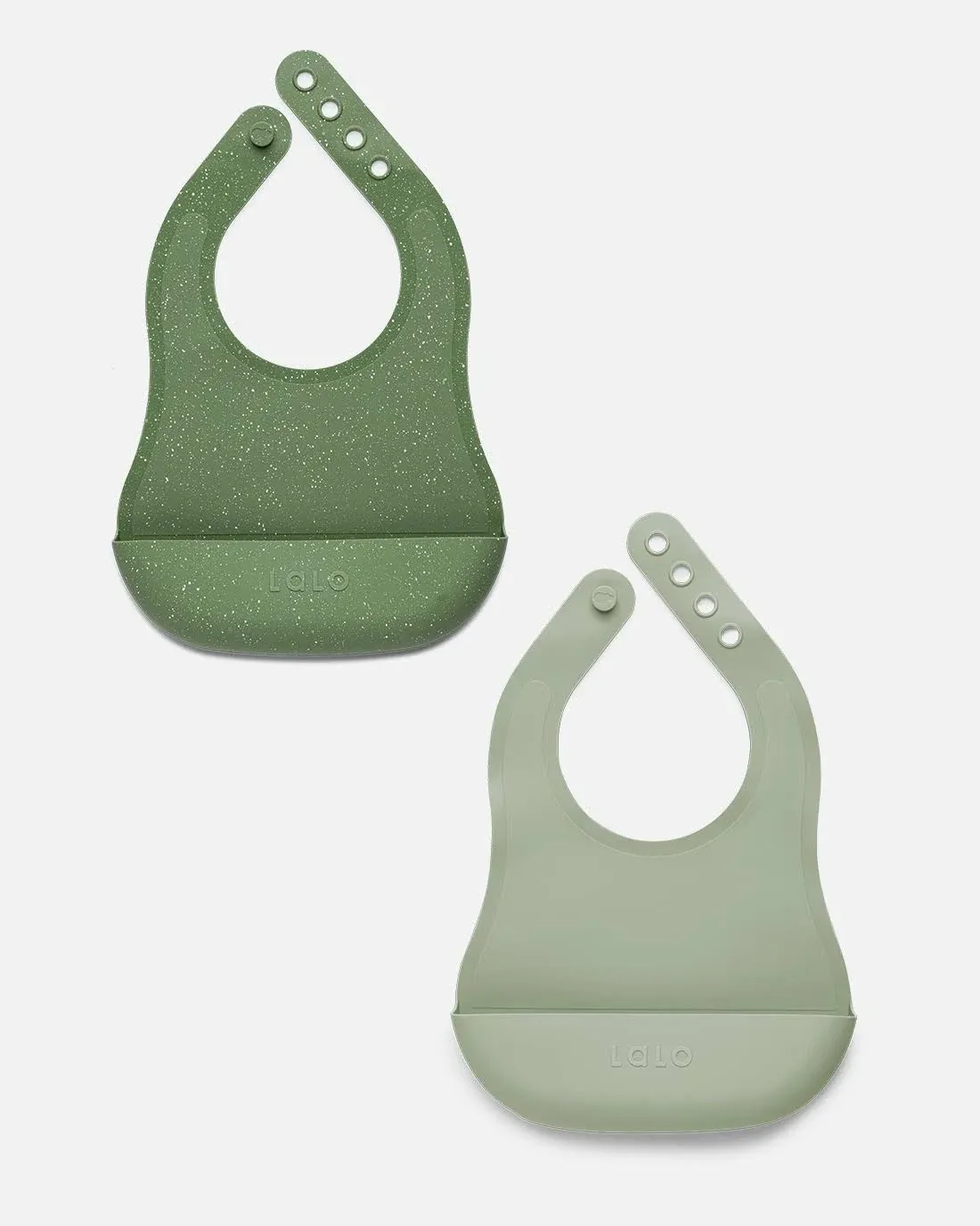 Lalo The Bib - Waterproof, Non-Toxic Silicone Baby Bib with Adjustable Neck Band & Silicone Food Pouch Catcher, Set of 2