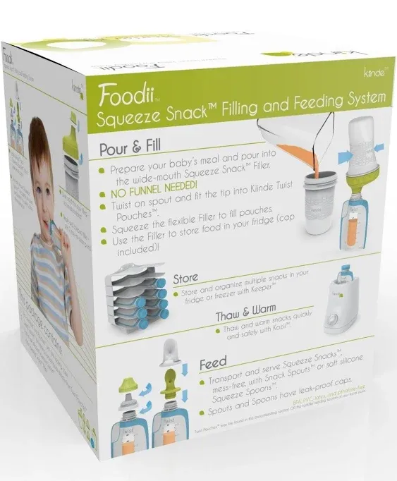 Kiinde Foodii Starter Kit Squeeze Snack Feeding Filling System Gift Pack