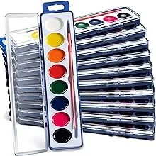 Watercolor Paint Sets for Kids - Bulk Pack of 12 8 Washable Water Color Paints in ...