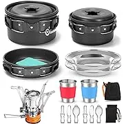 Odoland 16pcs Camping Cookware Set with Folding Camping Stove