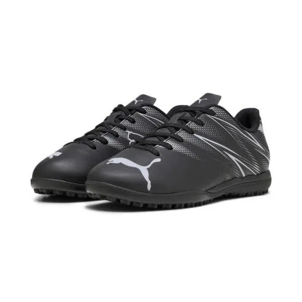 Puma Attacanto TT Big Kids' Soccer Cleats Shoes, Black/Silver Mist, 12