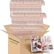 Candy Cane Peppermint Flavored | 72 Pieces Individually Wrapped | Free Creative Idea Booklet Included. (Red & White)