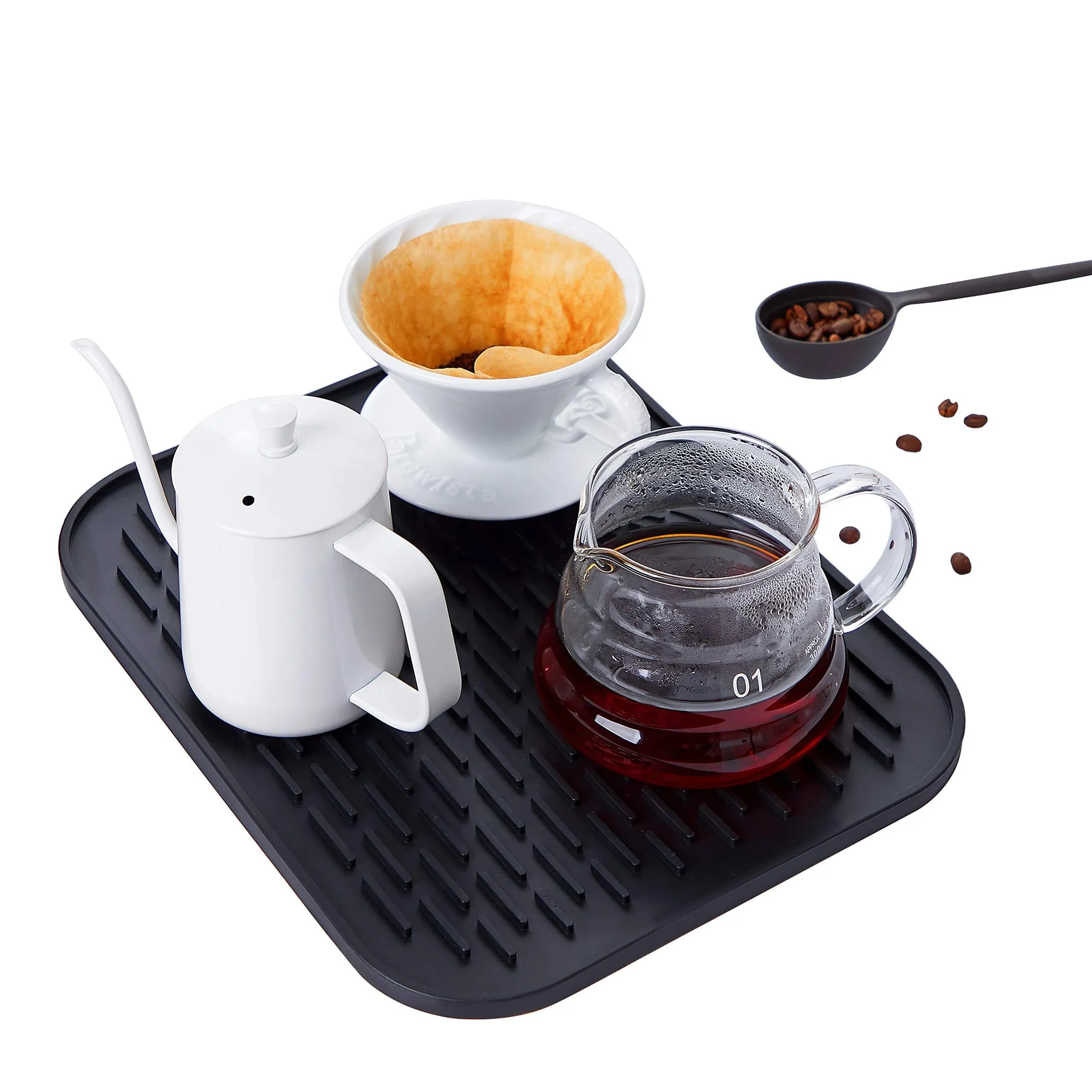 Necery Drying Mat for Pour Over Coffee Maker Set Bar Service Spill Mat Heat ...