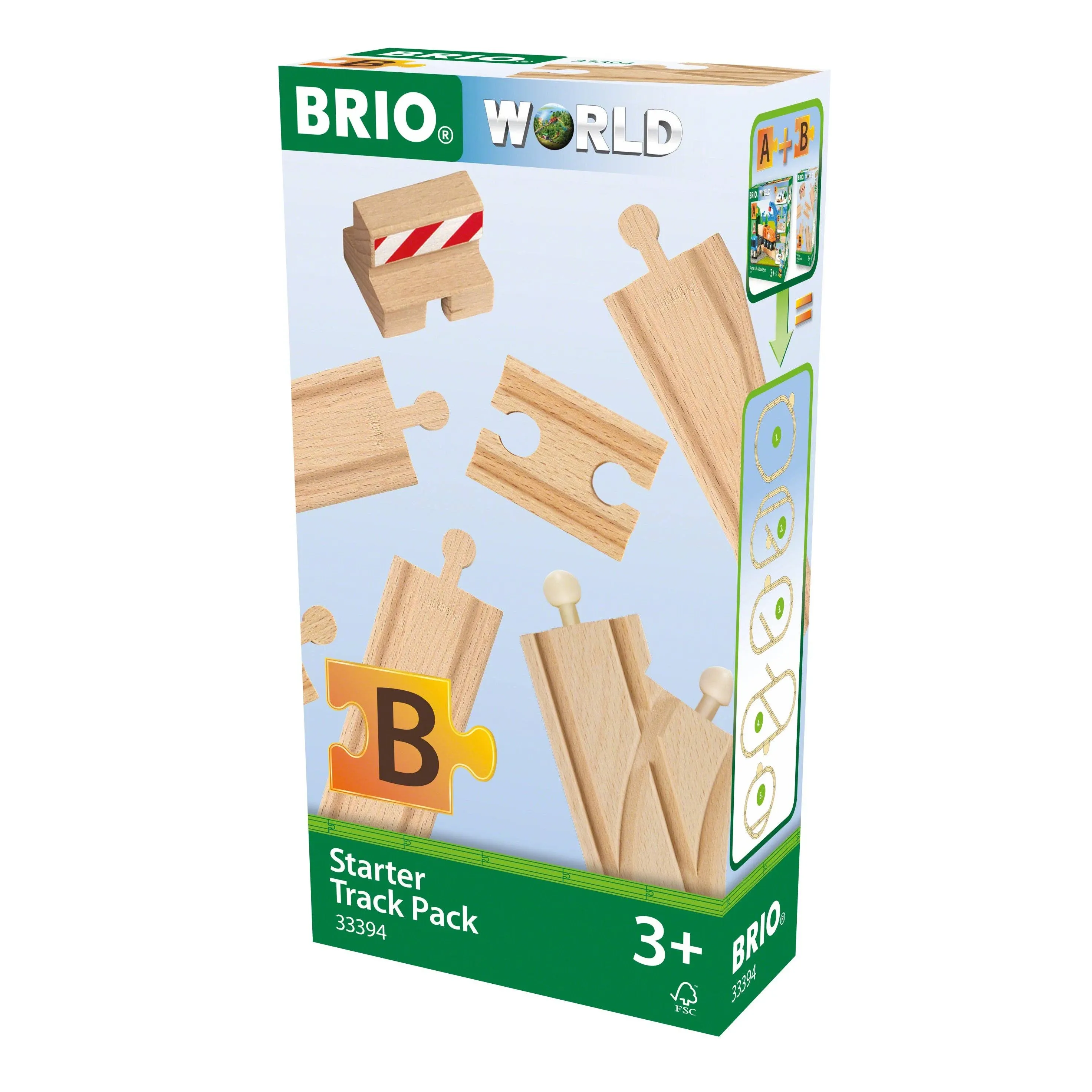 Brio World - 33394 Starter Track Pack | 13Piece Wooden Train Tracks for Kids Ages 3 & Up