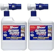 30 Seconds Outdoor Cleaner | Cleans Moss & Algae Stains from House, Vinyl Siding, Deck, Patio, Fence - 2 Capped Bottles, 1 Hose End Spray Attachment (64 Fl Oz (Pack of 3)