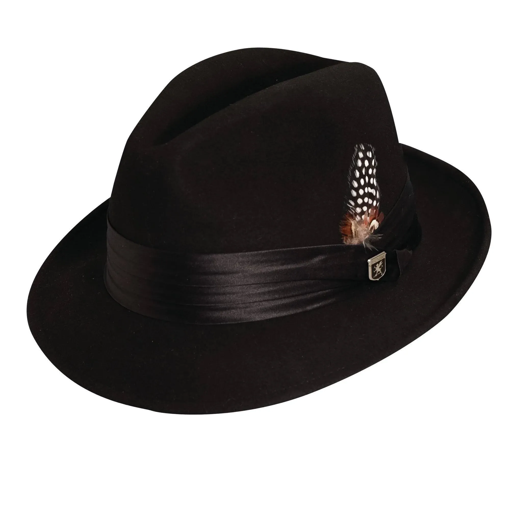 Stacy Adams Men's Crushable Wool Felt Snap Brim Fedora Black Medium