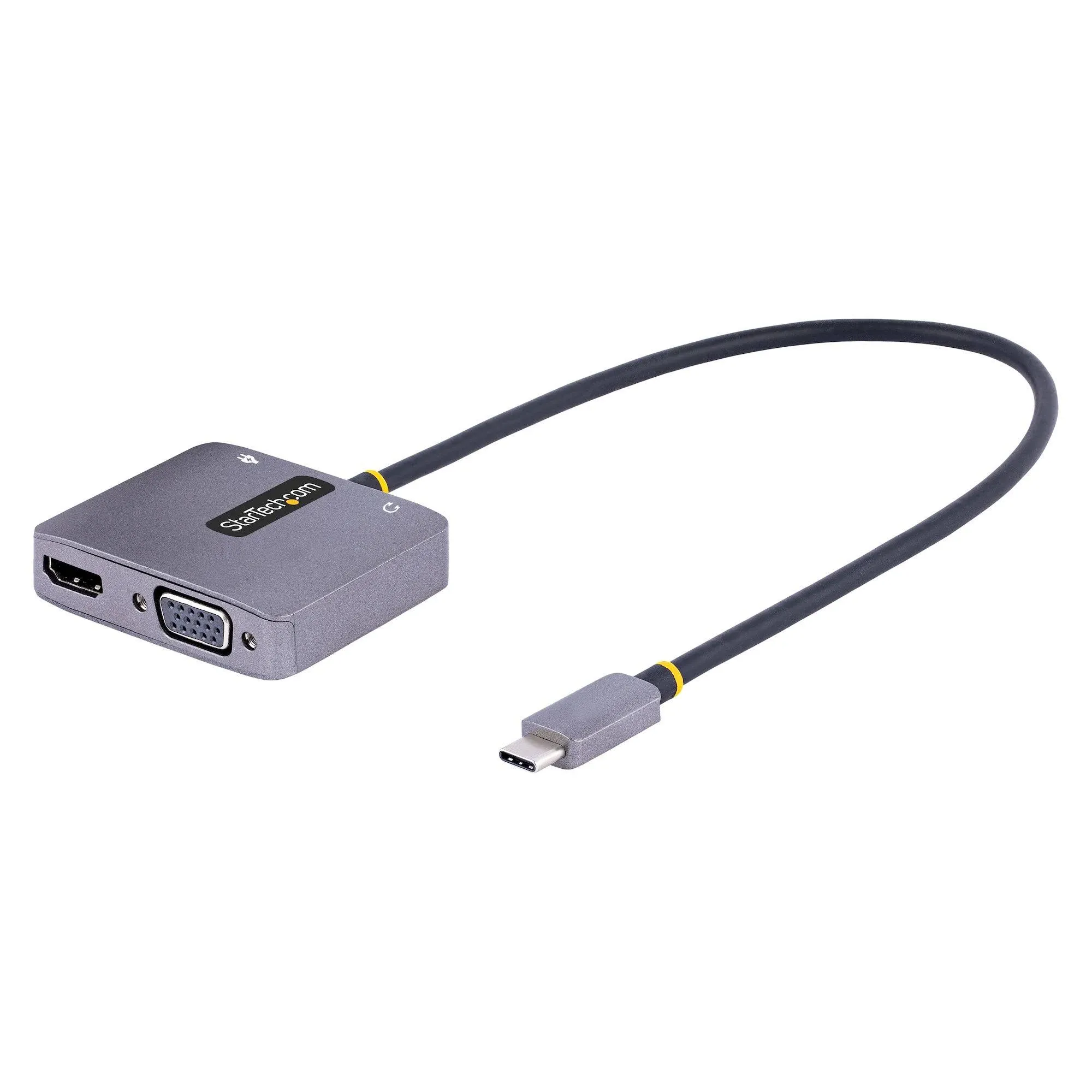 StarTech USB C to HDMI VGA Multiport Adapter, Gray (122-USBC-HDMI-4K-VGA)