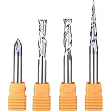 SpeTool CNC Router Bits Carving Set for Wood Profile V Groove Engraving Solid Carbide 1/4 inch Shank