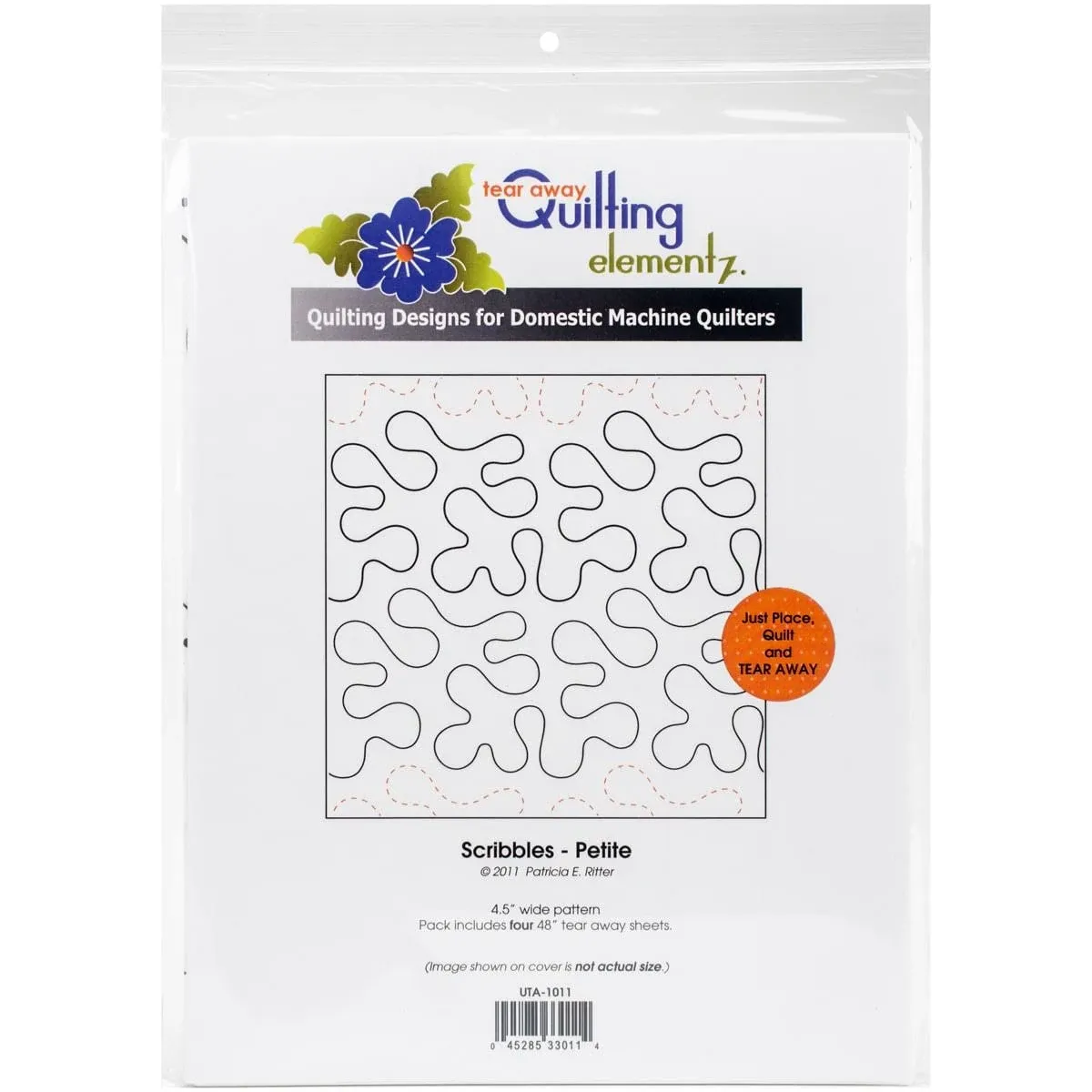 Quilting Creations Printed Tear Away Quilting Paper 4-pkg-scribbles-petite 4.5"