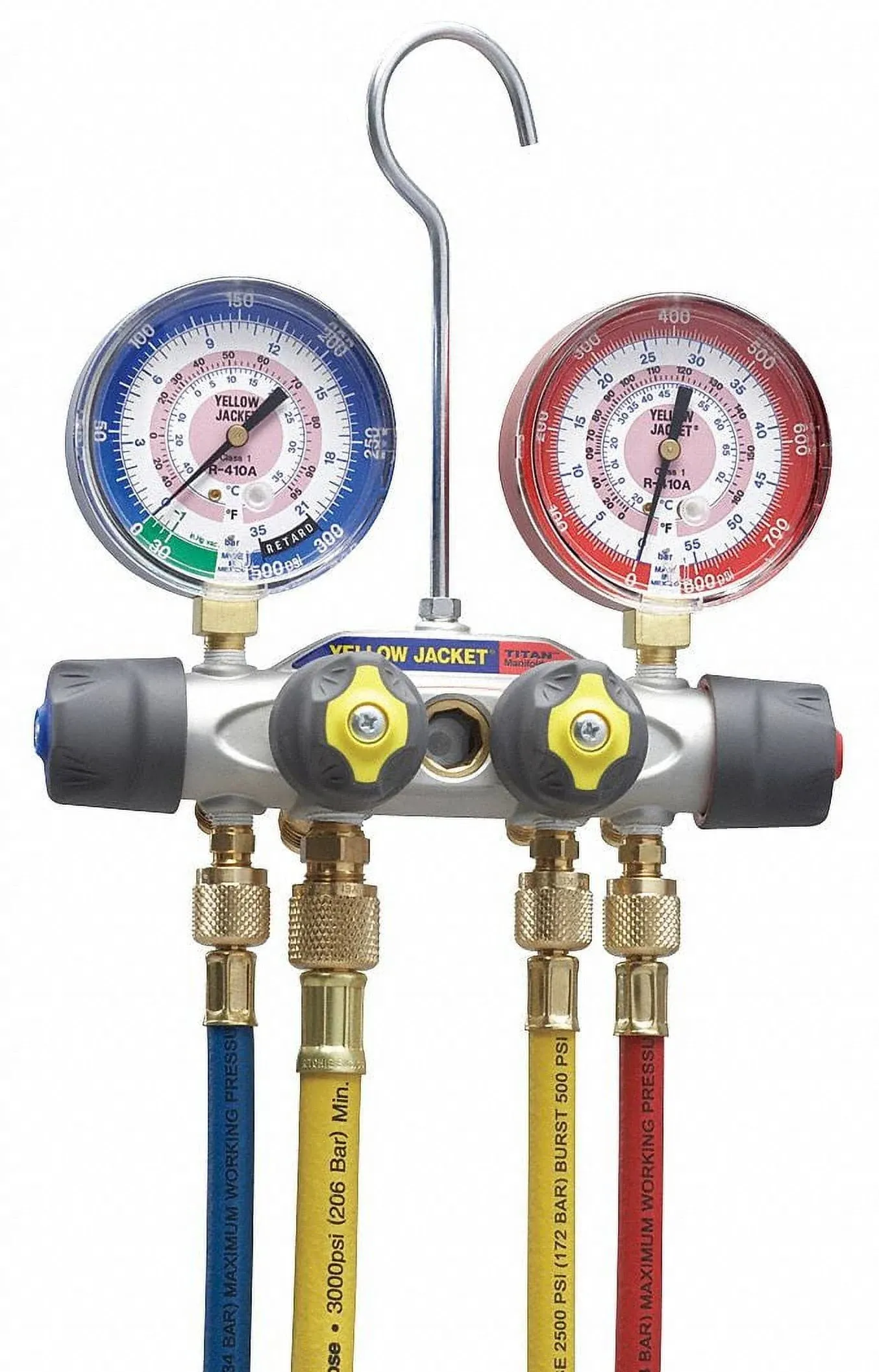 Yellow Jacket 49987 Mechanical Manifold Gauge Set,4-Valve