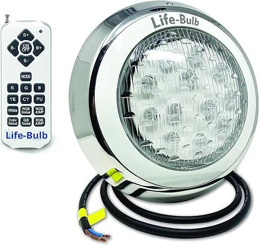 LED Color Changing Pool Light with Remote, Wall Mount, 75ft Cable, 12V 60W, Nicheless Pool Light - Pool LED Lights, Pool Light Bulb, Swimming Pool Lights - Lifetime Replacement Warranty