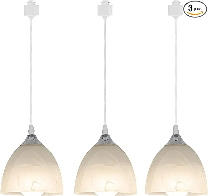 Kiven 3-Lights H-Type Track Light, Dimmable Track Mount Pendant Lighting Fixtures W/Frosted White Finish Glass Shade-31.5 Inches